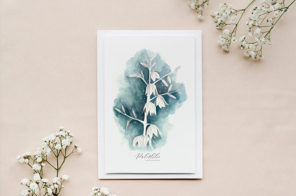 Zarte Grußkarte Palmlilie