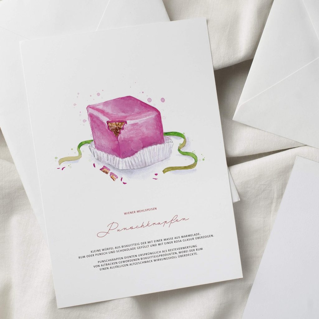 Grußkarte Punschkrapfen - Wiener Mehlspeise