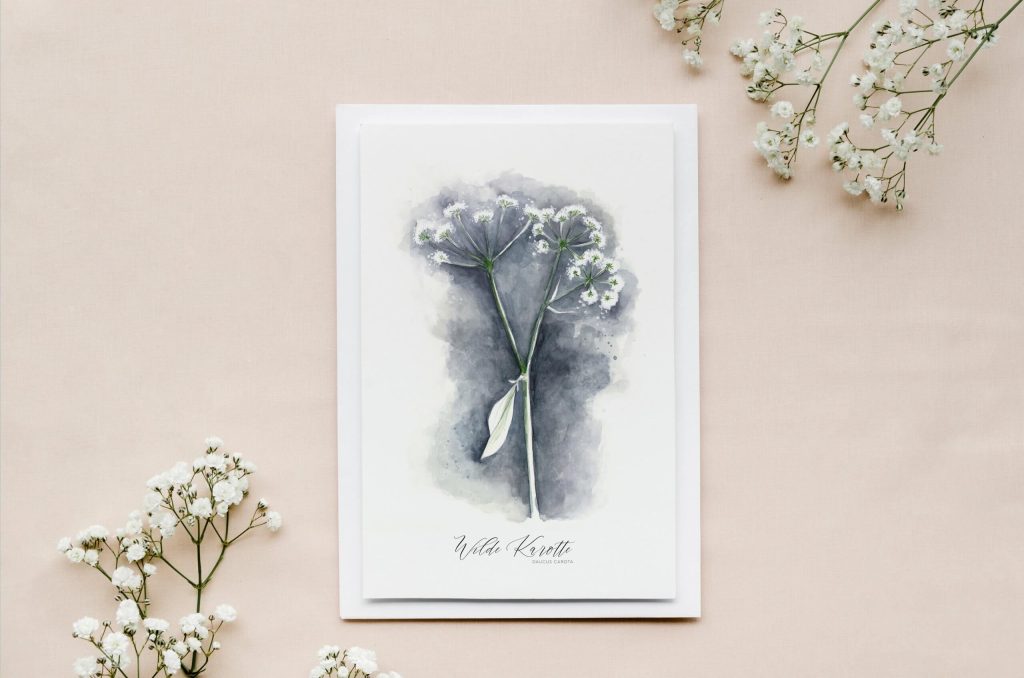 Zarte Grußkarte Wilde Karotte