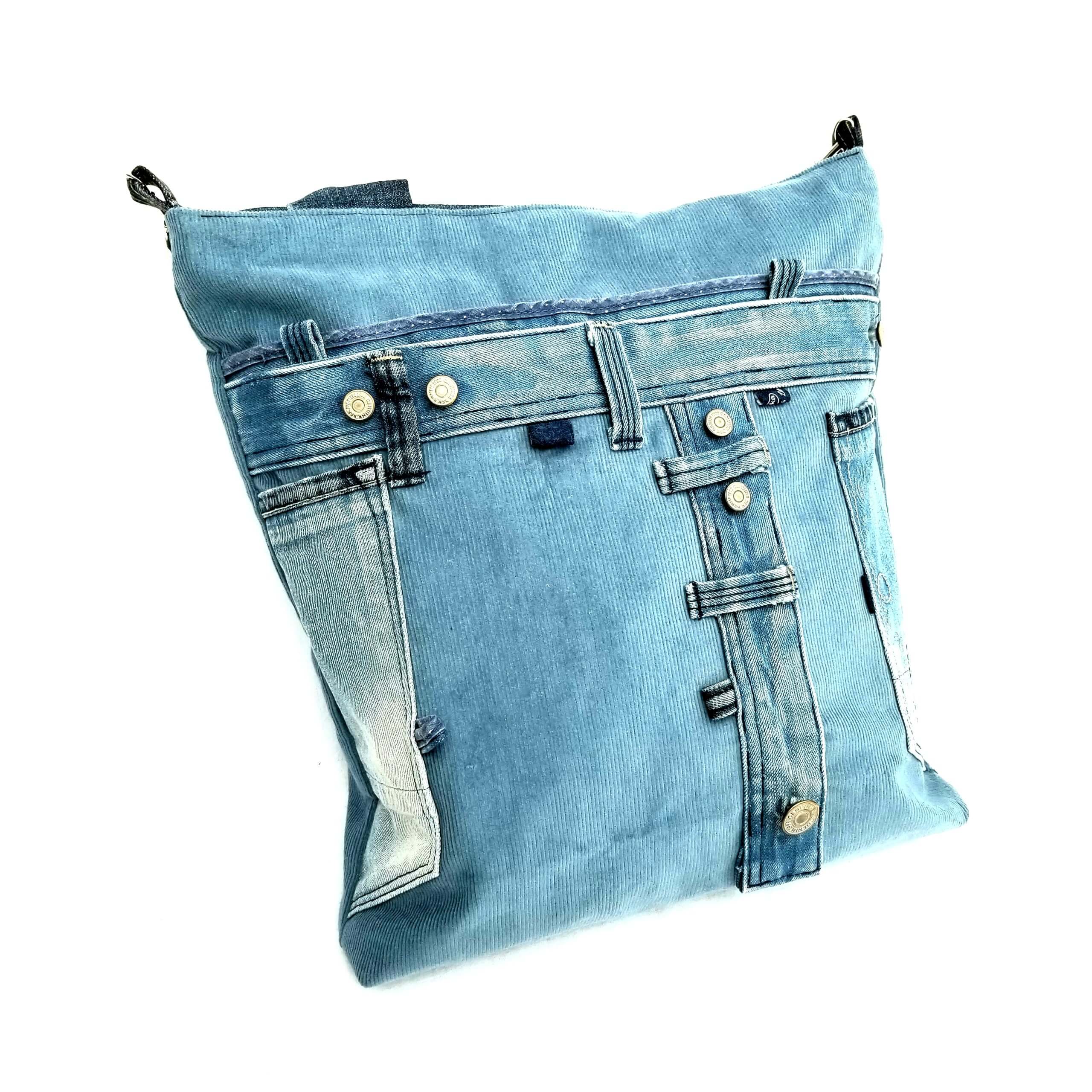 Shopper hellbau-grau aus CORD und JEANS - Image 3