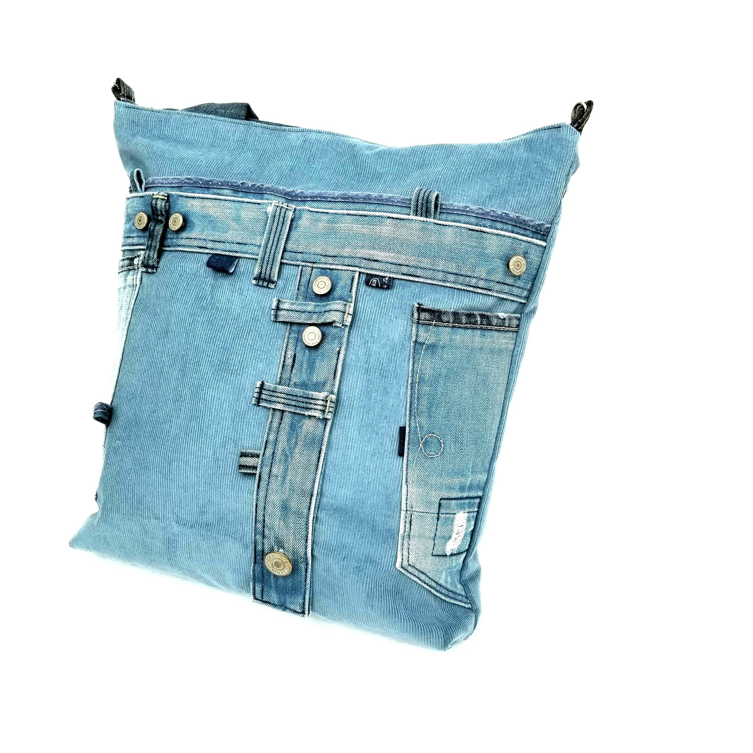 Shopper hellbau-grau aus CORD und JEANS