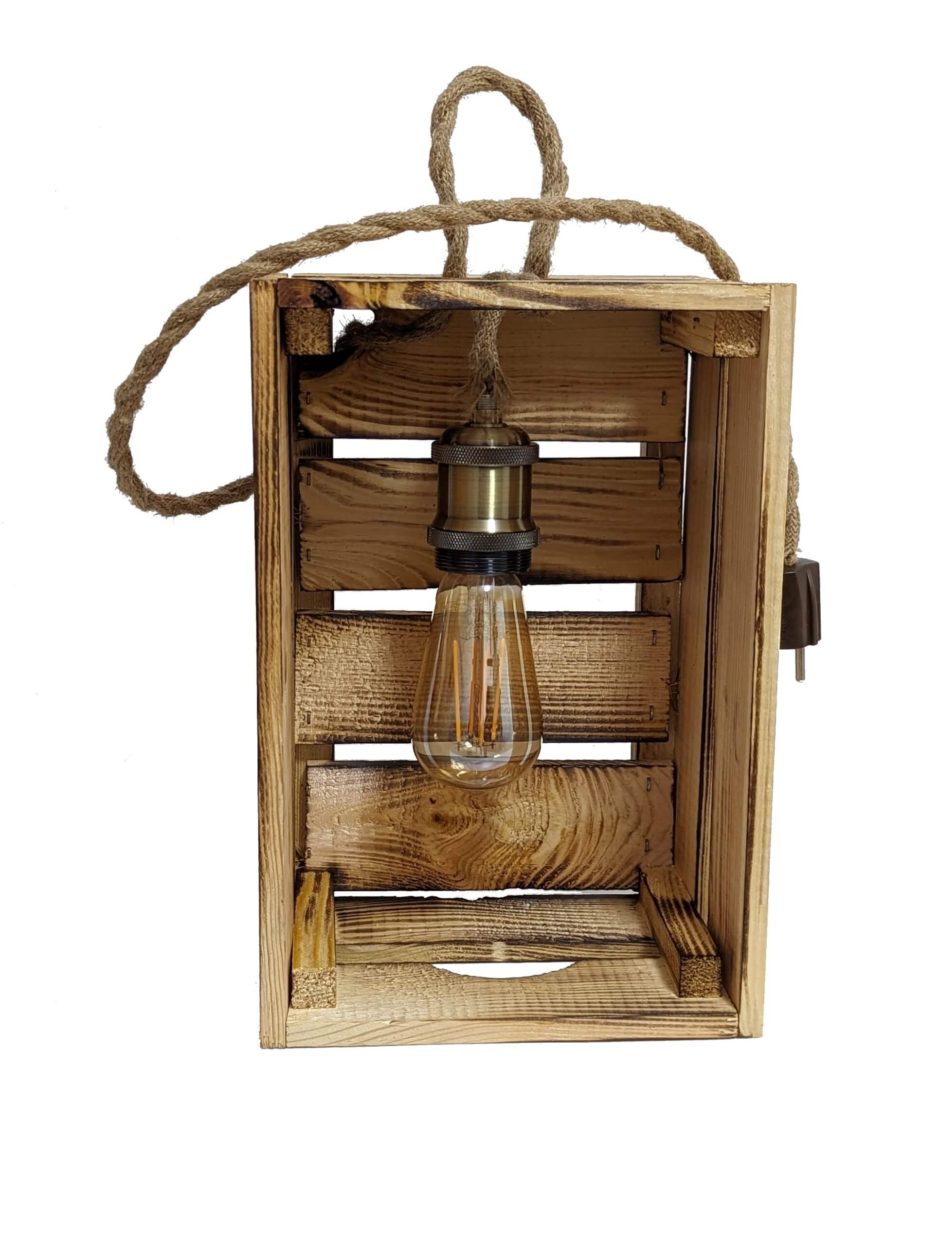Tischlampe / Holzkiste mit Retro-Lampe Edisson Warmlicht Grösse: 30 cm x 20 cm x 15cm - Image 2