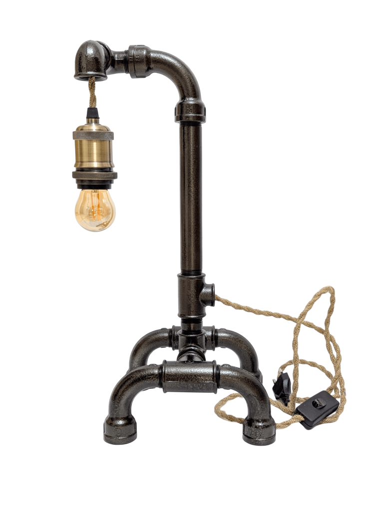 Rohrlampe, Tischlampe Steampunk mit Retro-Lampe Edisson Warmlicht Grösse: 44 cm x 18 cm x 18cm