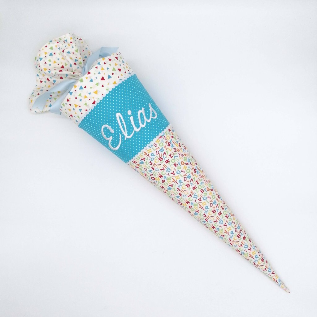 Schultüte/Geschwistertüte "Buchstaben-Dreiecke blau"