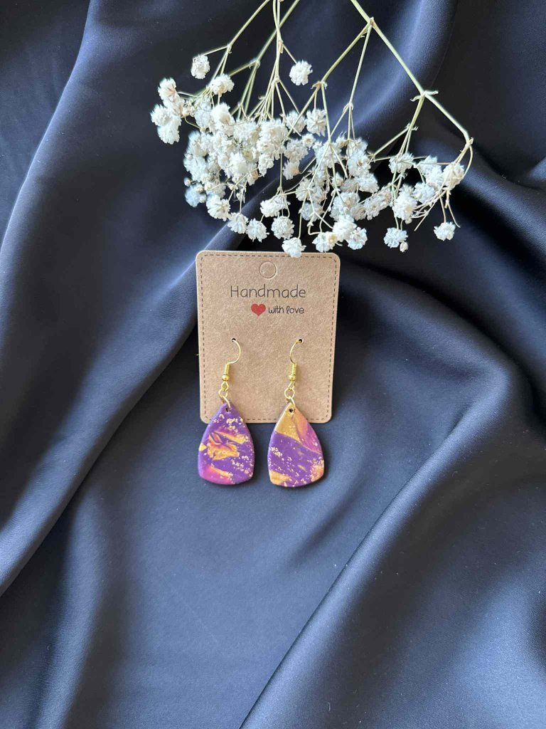 Rebel Ohrringe Lila und Gold