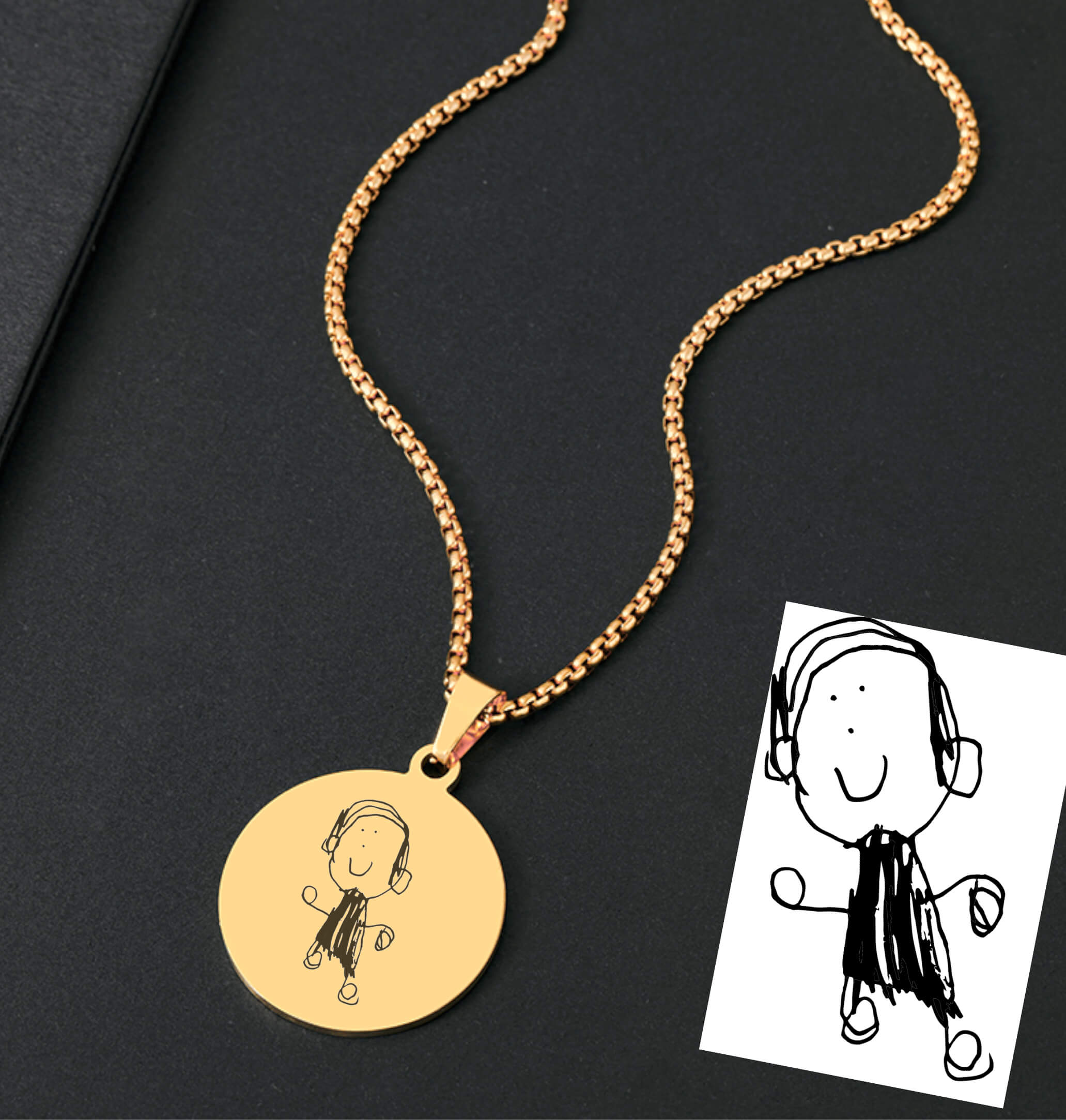 Kindermotiv Anhänger aus Edelstahl mit Kette. Durchmesser: 30mm - Image 2