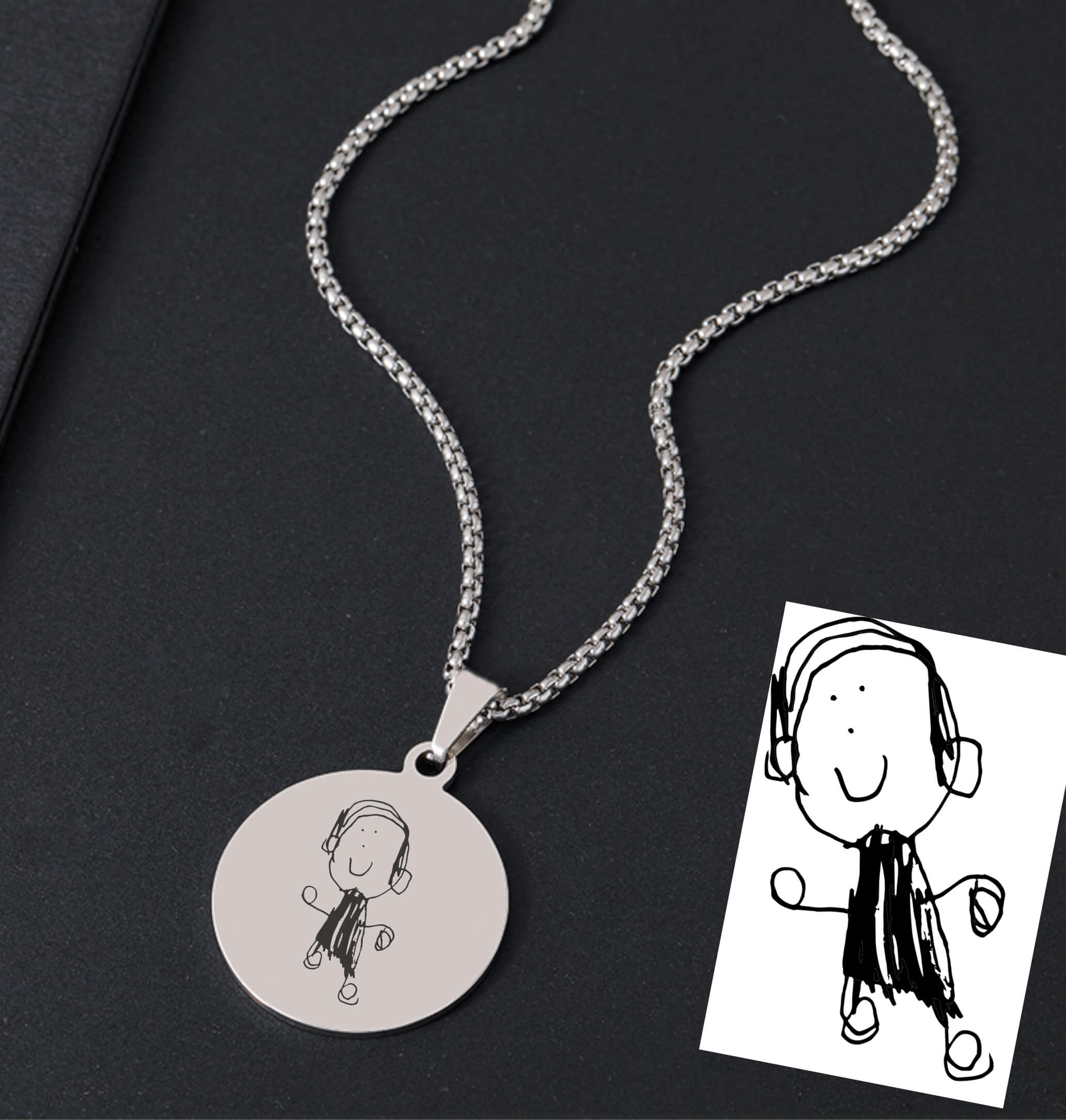 Kindermotiv Anhänger aus Edelstahl mit Kette. Durchmesser: 30mm - Image 4