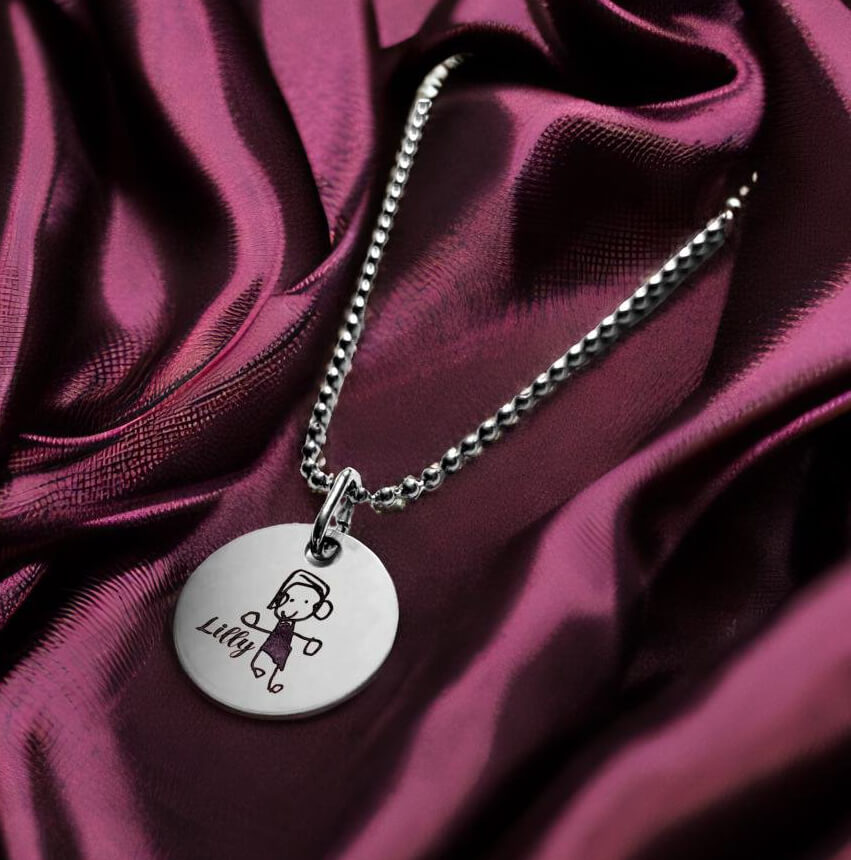 Kindermotiv Anhänger aus Edelstahl mit Kette. Durchmesser: 30mm - Image 7