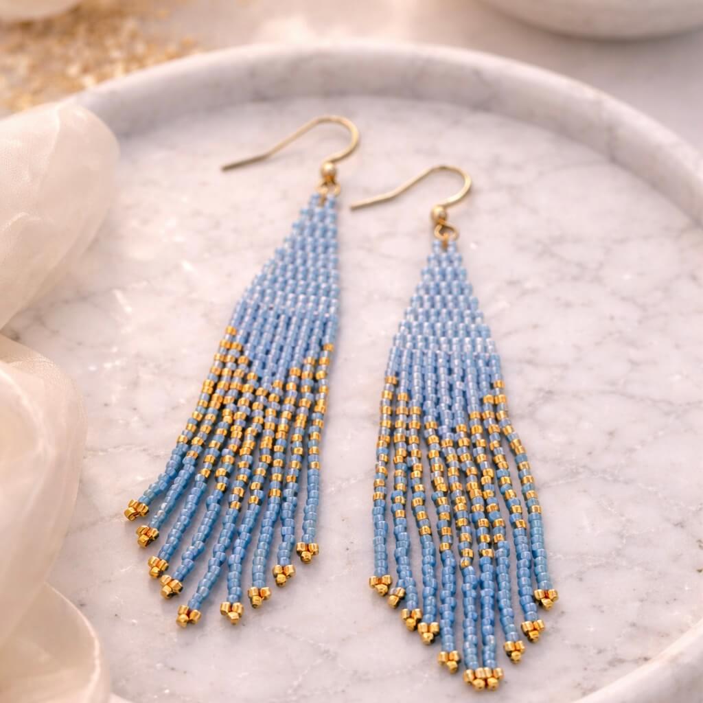 Azure Rain - Ohrringe aus Miyukiperlen
