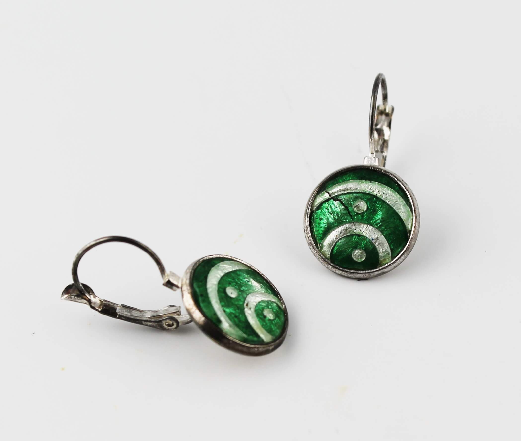 Ohrringe, 925 Silber, Cloisonne Emaille