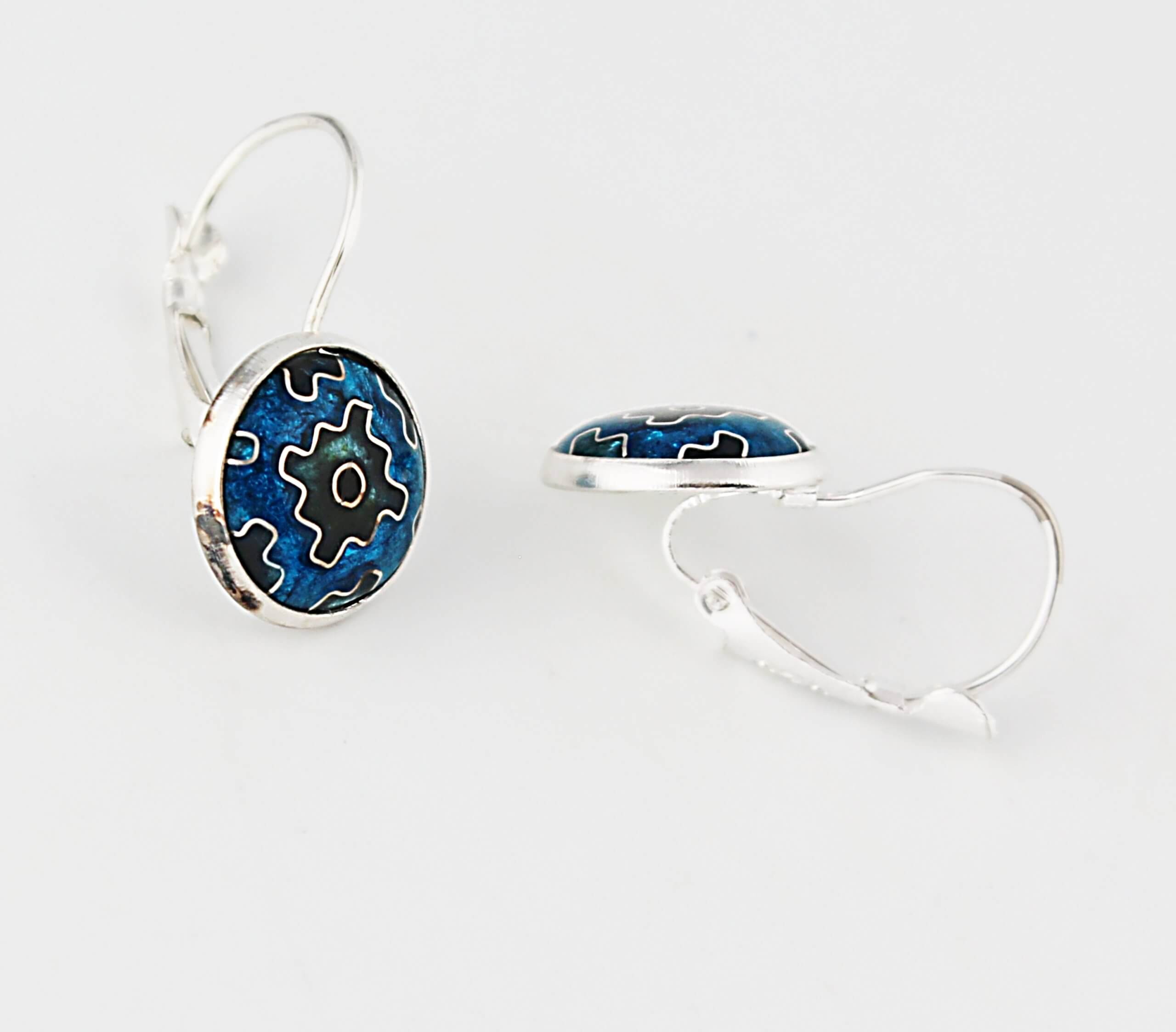 Ohrringe, 925 Silber, Cloisonne Emaille