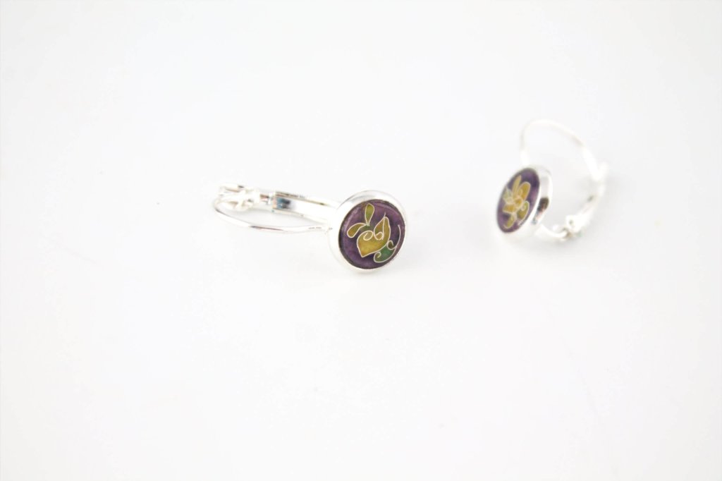 Ohrringe, 925 Silber, Cloisonne Emaille