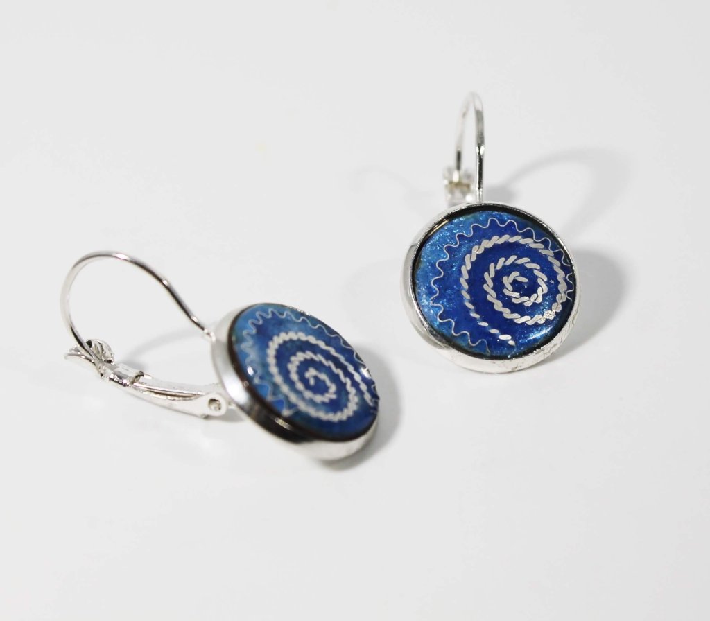 Ohrringe, 925 Silber, Cloisonne Emaille