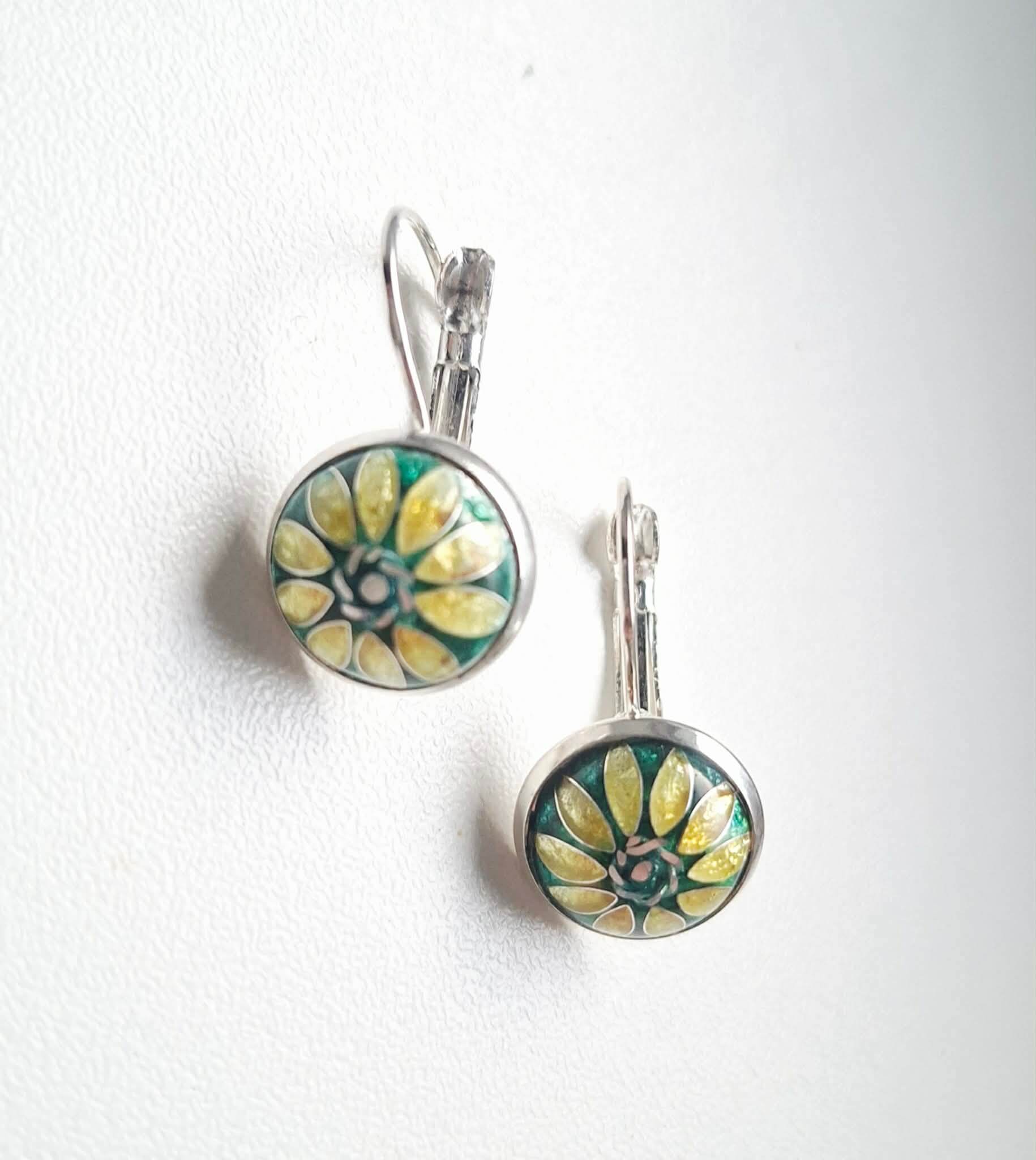 Ohrringe,925 Silber, Cloisonne Emaille