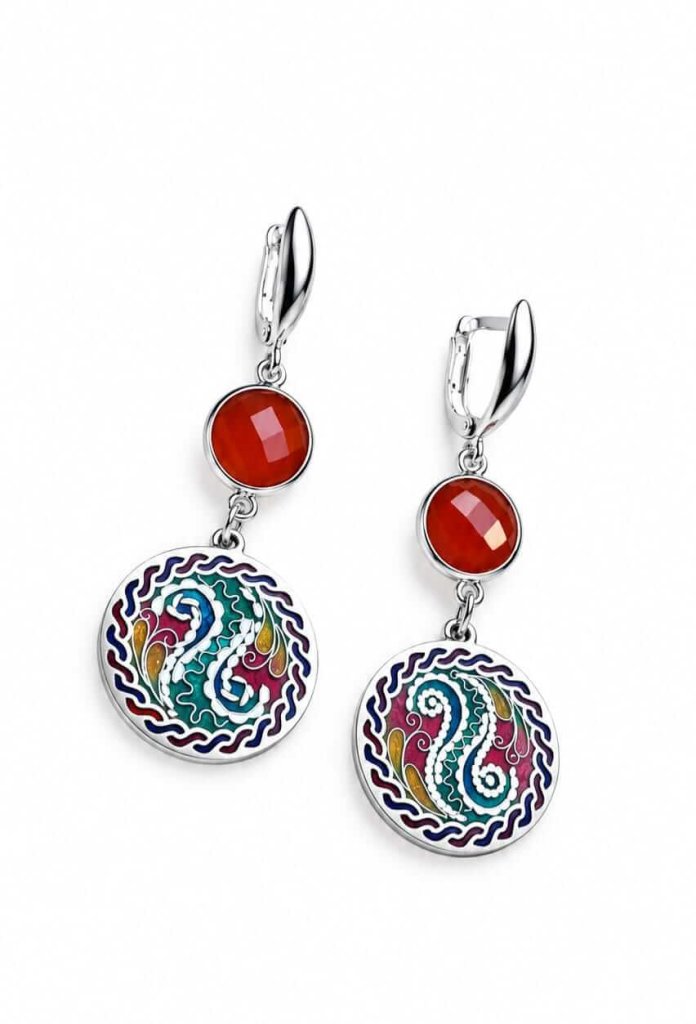 Ohrringe "Yin&Yang",Einzigartige handgemachte Cloisonne Emaille.