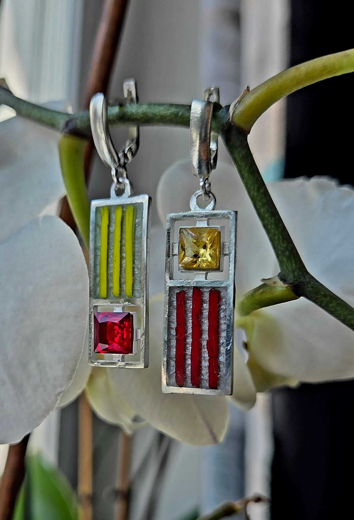 Ohrringe ,Cloisonne Emaille,Handmade, Unikat,Sterling Silber 925,Unikat - Image 2