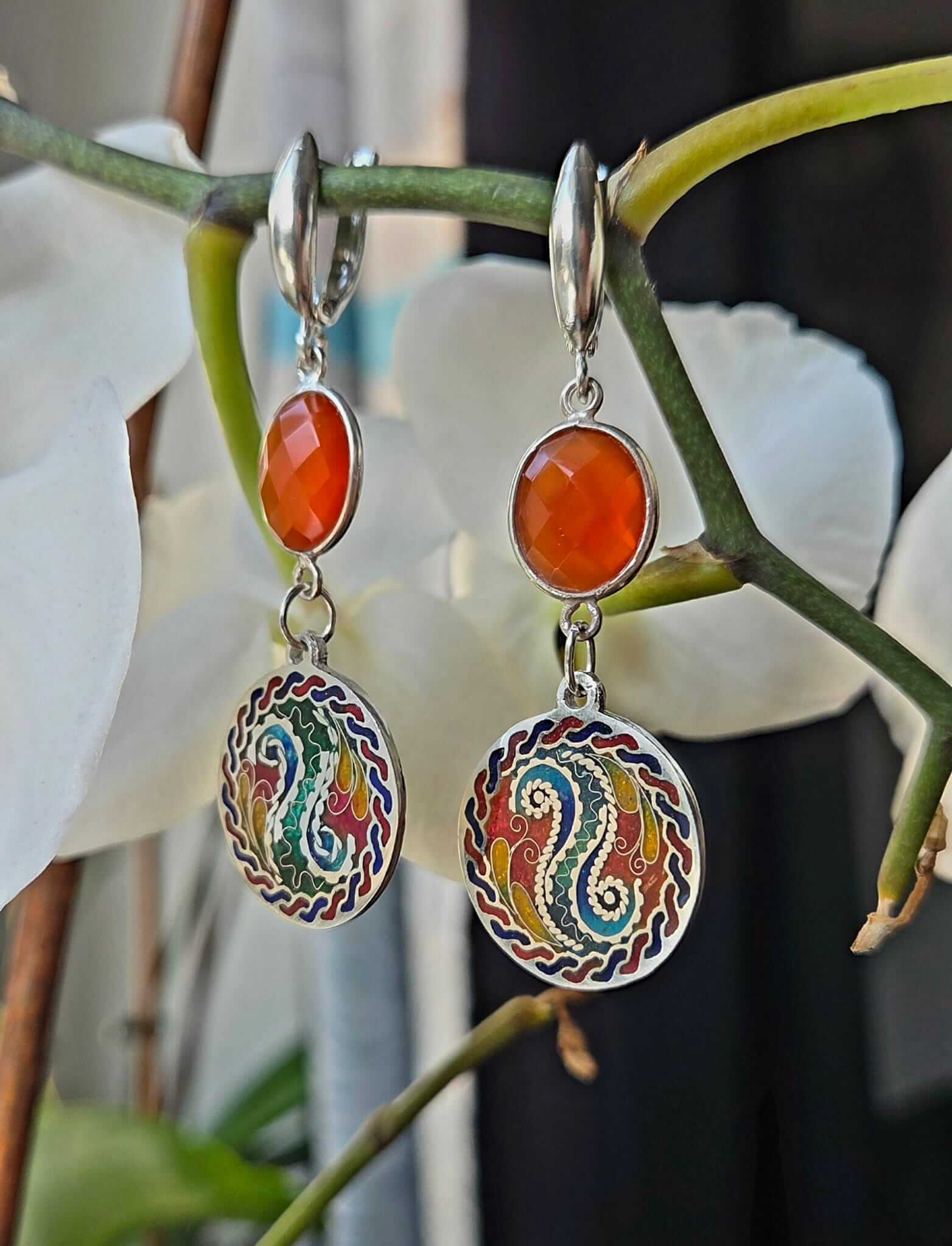 Ohrringe "Yin&Yang",Einzigartige handgemachte Cloisonne Emaille. - Image 2