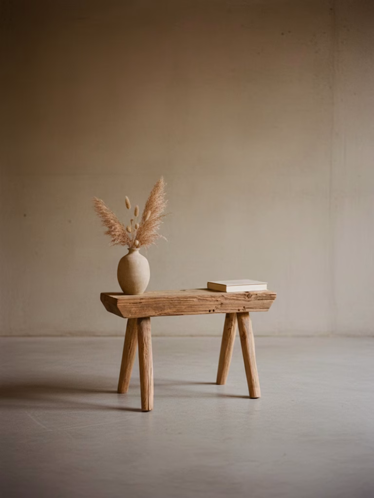 Zeitloser Altholz-Hocker mit Charakter