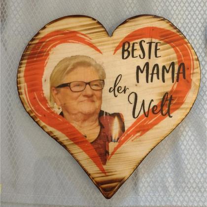 Ihr Foto auf Holz! Muttertag Herz Wandbild *groß*