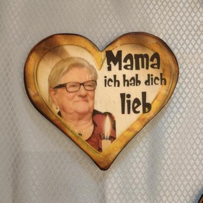 Ihr Foto auf Holz! Muttertag Herz Wandbild *klein*