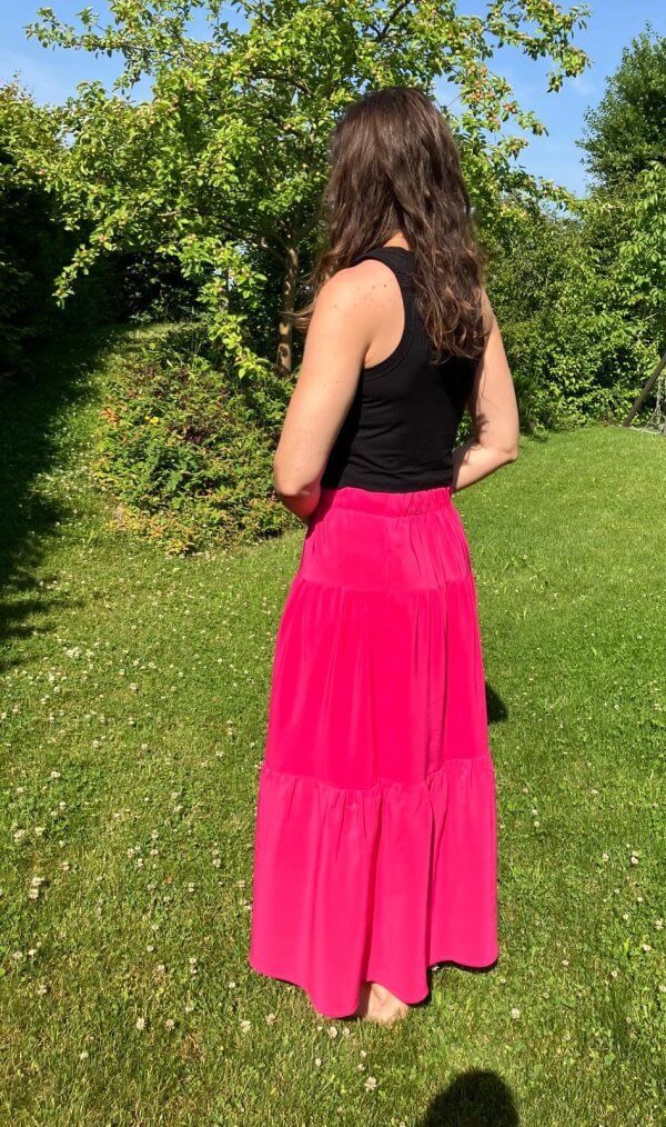 Langer Stufenrock in magenta
