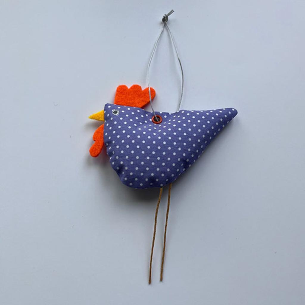 Osterdeko Henderl aus Stoff - lila/weiß getupft