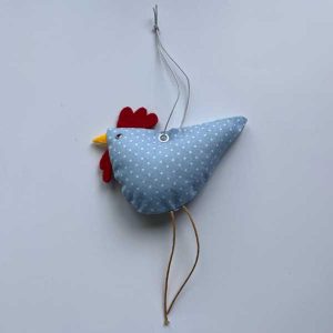 Osterdeko  Henderl aus Stoff - hellblau/weiß getupft