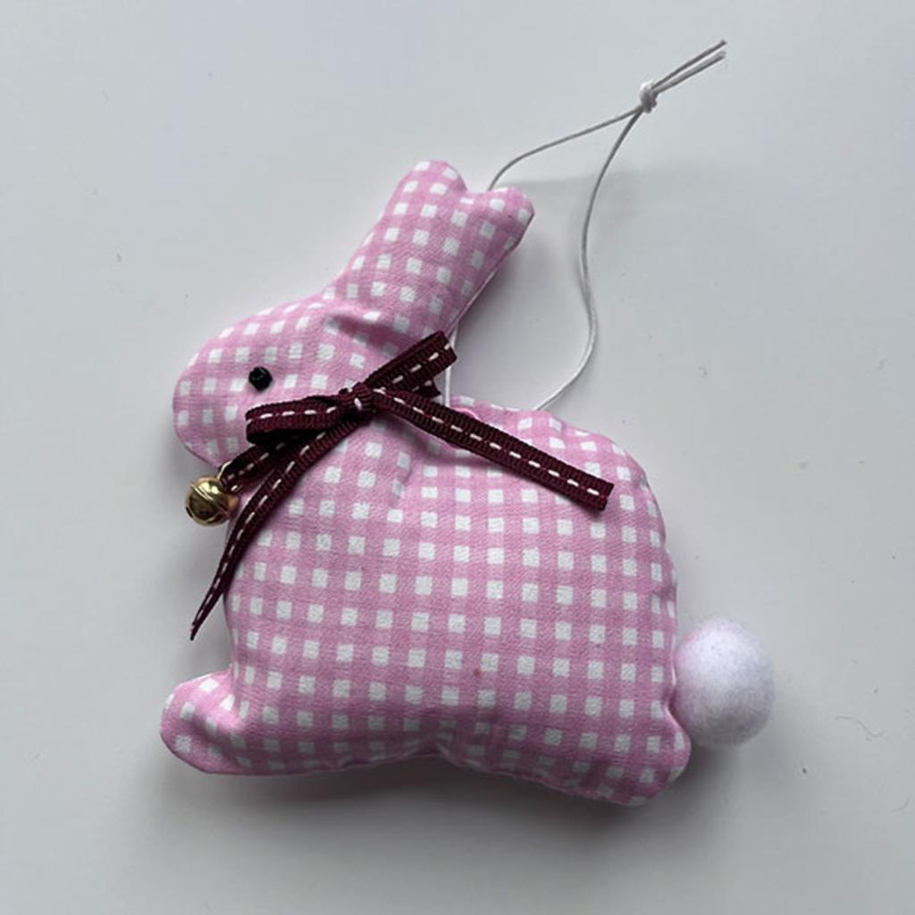 Osterdeko Hase aus Stoff - weiß/rosa kariert