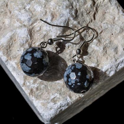 Ohrhänger Schneeflockenobsidian