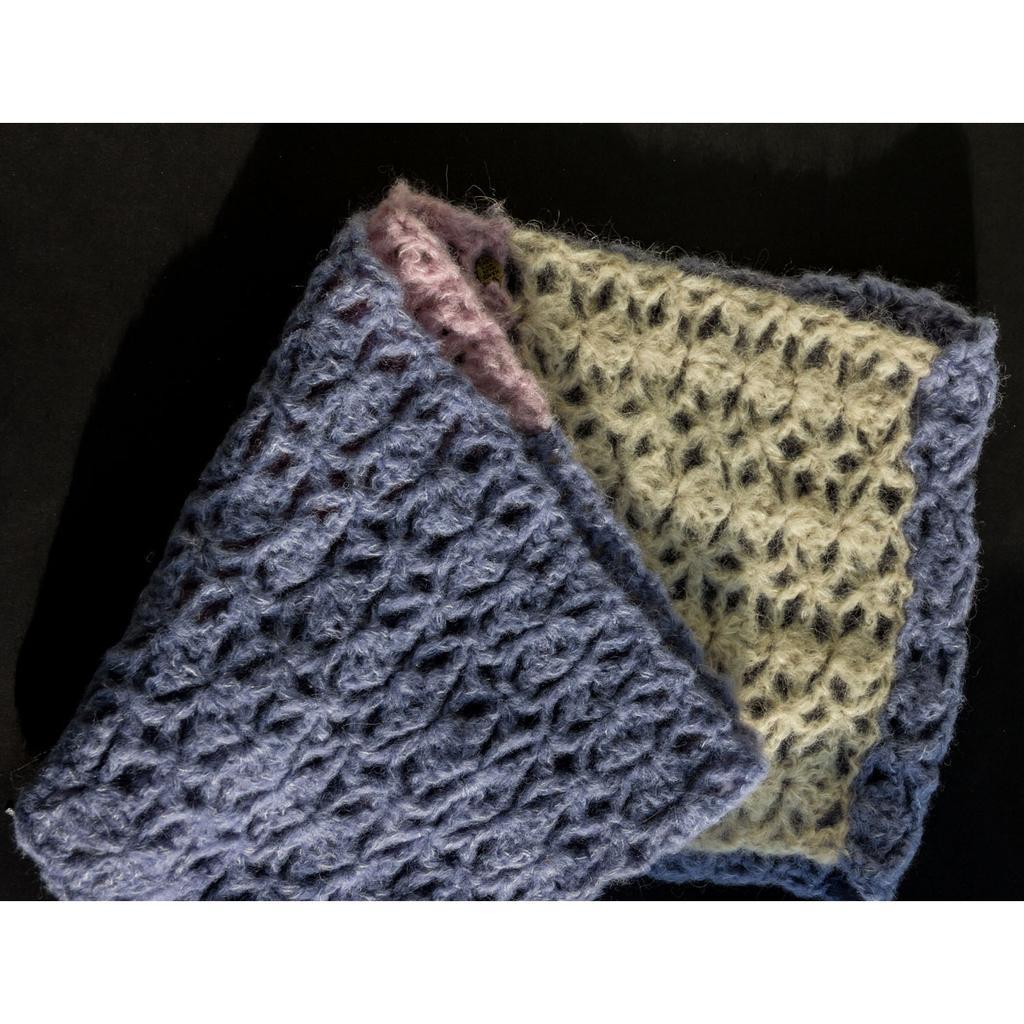 Alpaka Loop-Schal blau/rosa/naturweiß