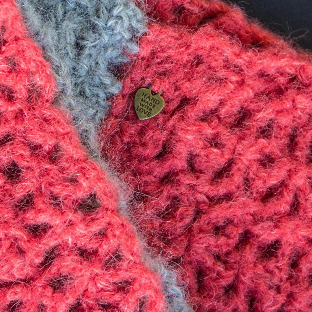 Alpaka Loop-Schal ziegelrot/hellgrau