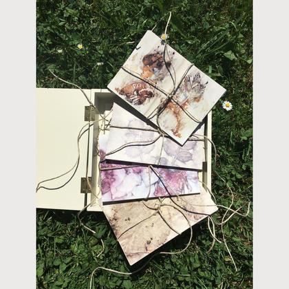 Eco Print- Grußkarten, 4 Motive