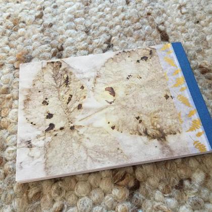 Eco Print- Himbeerblatt: Schreibblock A6