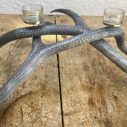 Adventdeko Hirschgeweih silber