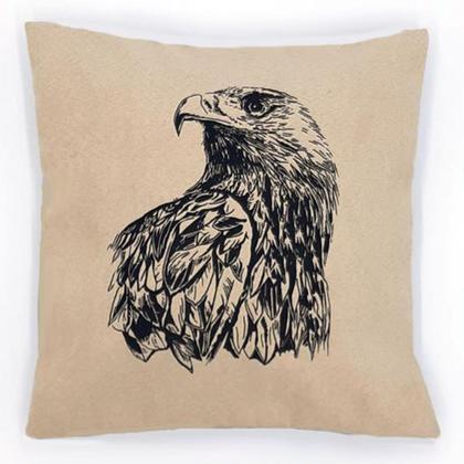 Kissen "Adler" mit Zirbenfüllung, 28 cm x 28 cm, beige