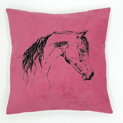 Kissen "Pferd" mit Zirbenfüllung, 28 cm x 28 cm, pink