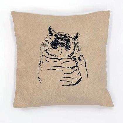 Kissen "Eule"  mit Zirbenfüllung, 28 cm x 28cm, beige