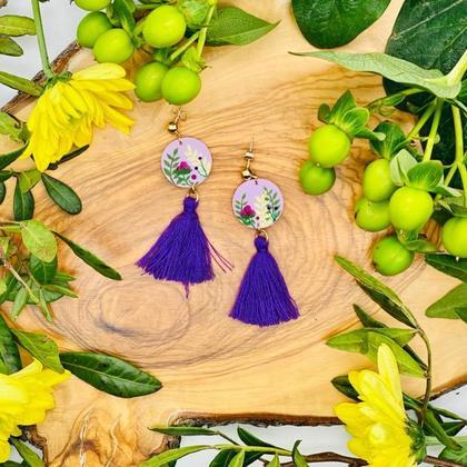 lilagelb Tassel // selbstgemachte Ohrringe -Unikate  -Modeschmuck #-Handarbeit