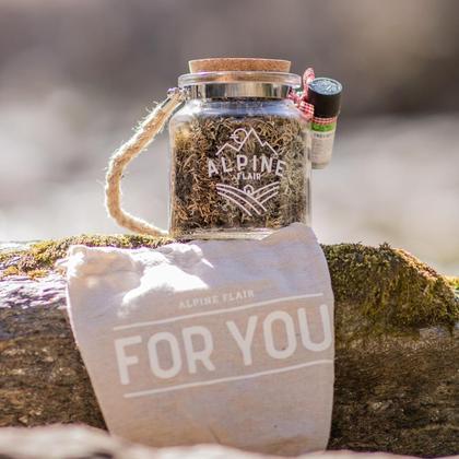 Baumbart Duftglas Set, 5 ml äth. Öl, Booklet mit Geschichte, Geschenksbeutel