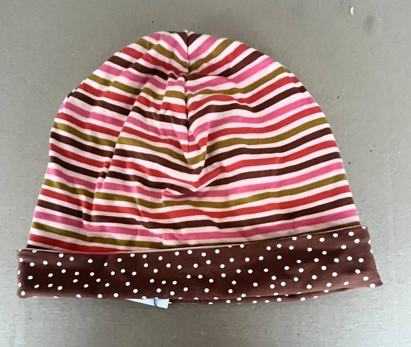 Wendehaube rosa mit Streifen