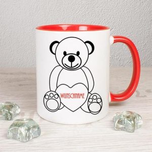 Bär mit Herz und Name Tasse