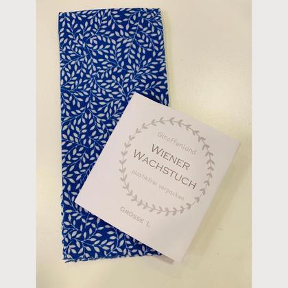 Wiener Wachstuch Gr. L Blumenranken dunkelblau
