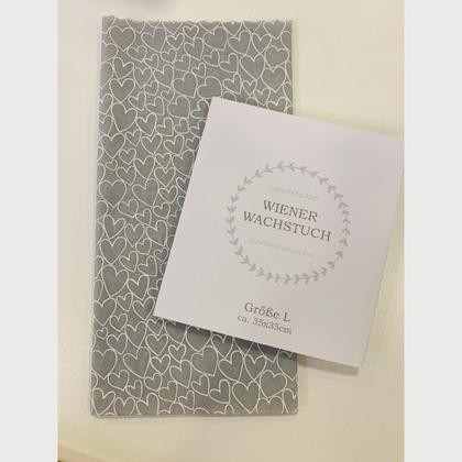 Wiener Wachstuch Gr. L Herzen grau
