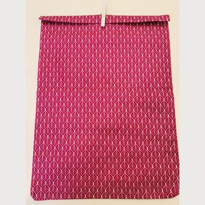 Wiener Wachstuch-Brotbeutel Gr. L Blätter Muster pink