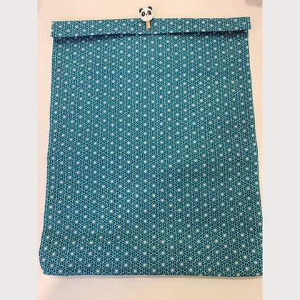 Wiener Wachstuch-Brotbeutel Gr. L Blumen Muster türkis