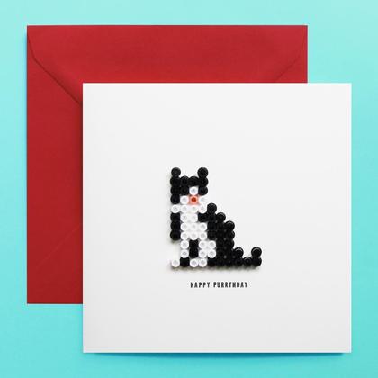 HAPPY PURRTHDAY Geburtstagskarte mit Katze aus Bügelperlen - Image 2