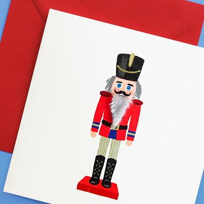 NUSSKNACKER Weihnachtskarte mit echtem Plüschbart