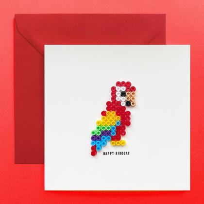 HAPPY BIRDDAY handgemachte Grußkarte mit Bügelperlen