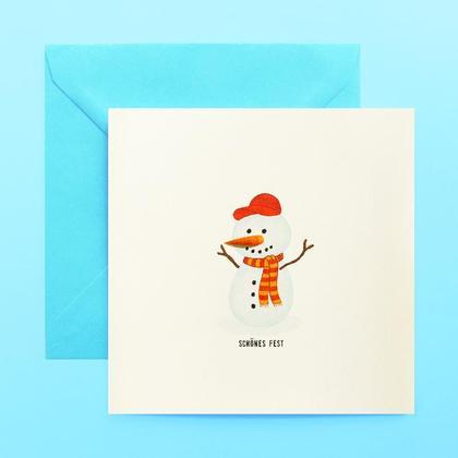 SCHNEEMANN Weihnachtskarte mit handgemachter Karottennase