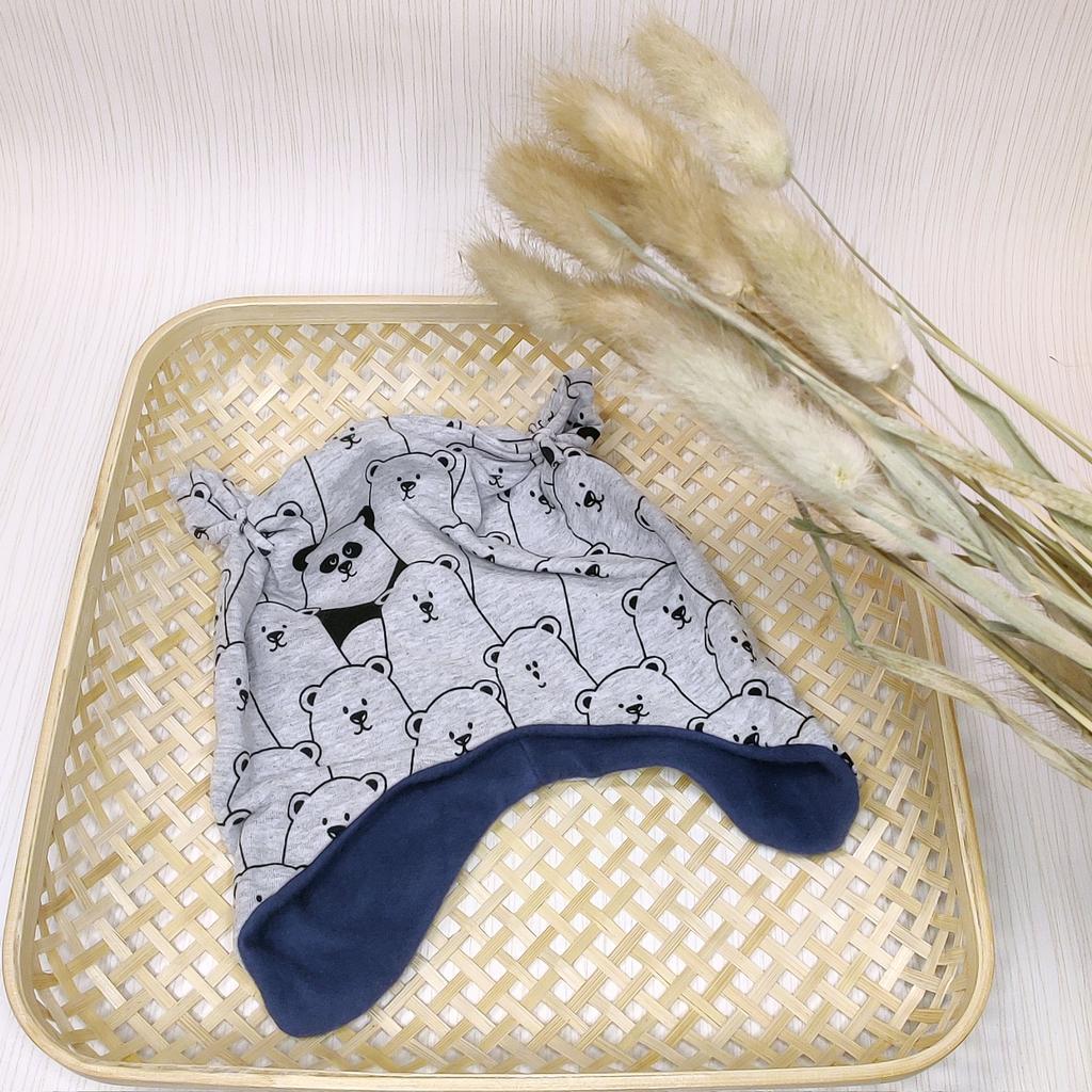 Ohrenmütze - Panda blau